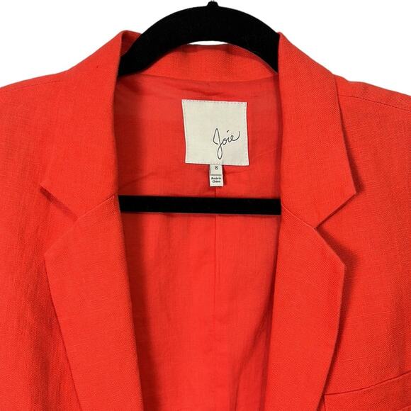 Joie Red orange open front linen blazer Women’s size 8 - Picture 3 of 6